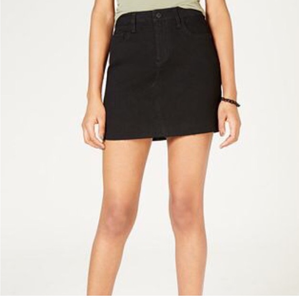 ✅ Women's Black Denim Mini Skirt - Raw Hem with spandex material denim